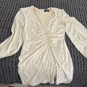 Kittenish Cream Satin Dress